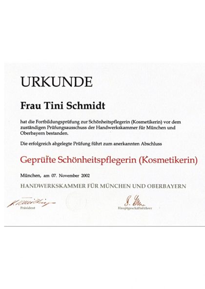 Zertifikat beruflicher nachweis